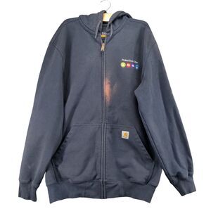 Carhartt Original Fit Full Zip Hoodie Mens XL Tall Long Sleeve Blue